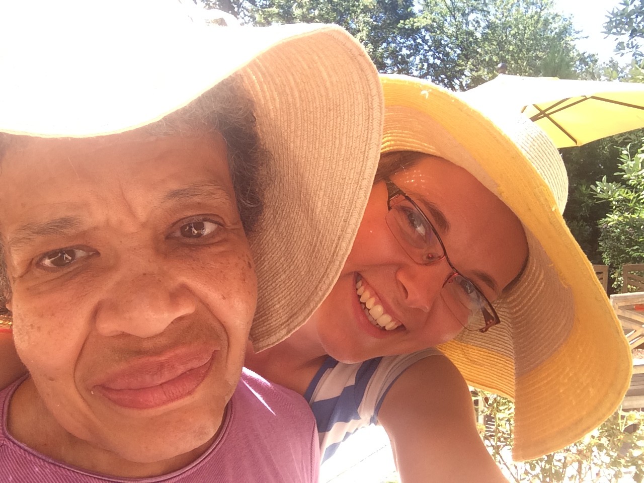 Debora and Mary took advantage of a perfect opportunity to use their sun hats one last time this summer.