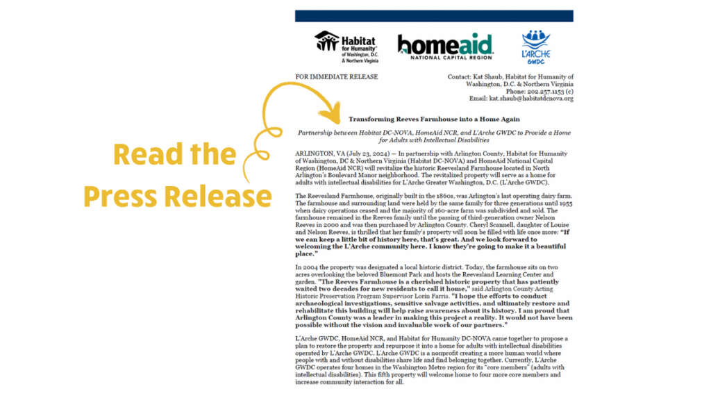 Click on the image to read the July 2024 press release on Reeves Farmhouse