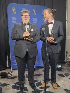Reilly and Michael, Everable film crew members, give their Emmy award winning acceptance speeches